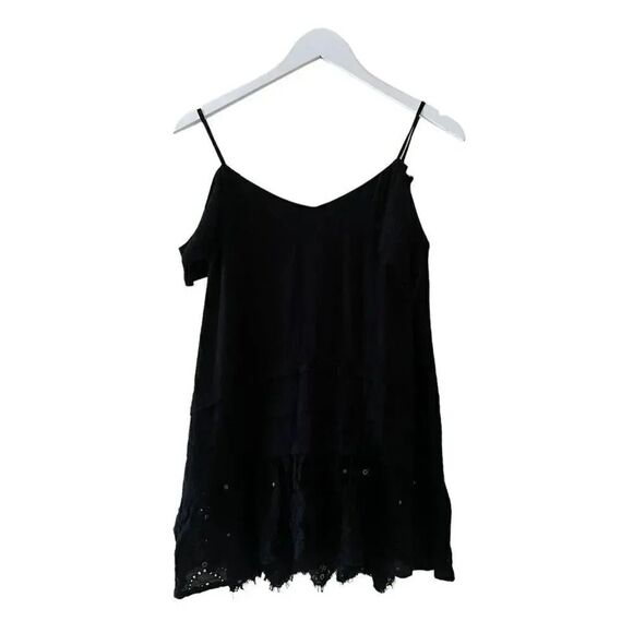 Zara Trafaluc Black Cold Shoulder Lace Embroidered Women’s  Blouse SZ S # 1700 - Picture 1 of 13